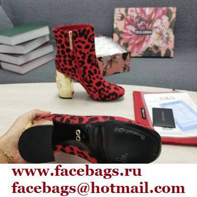 Dolce  &  Gabbana Heel 10.5cm Leather Ankle Boots Leopard Print Red with DG Karol Heel 2021